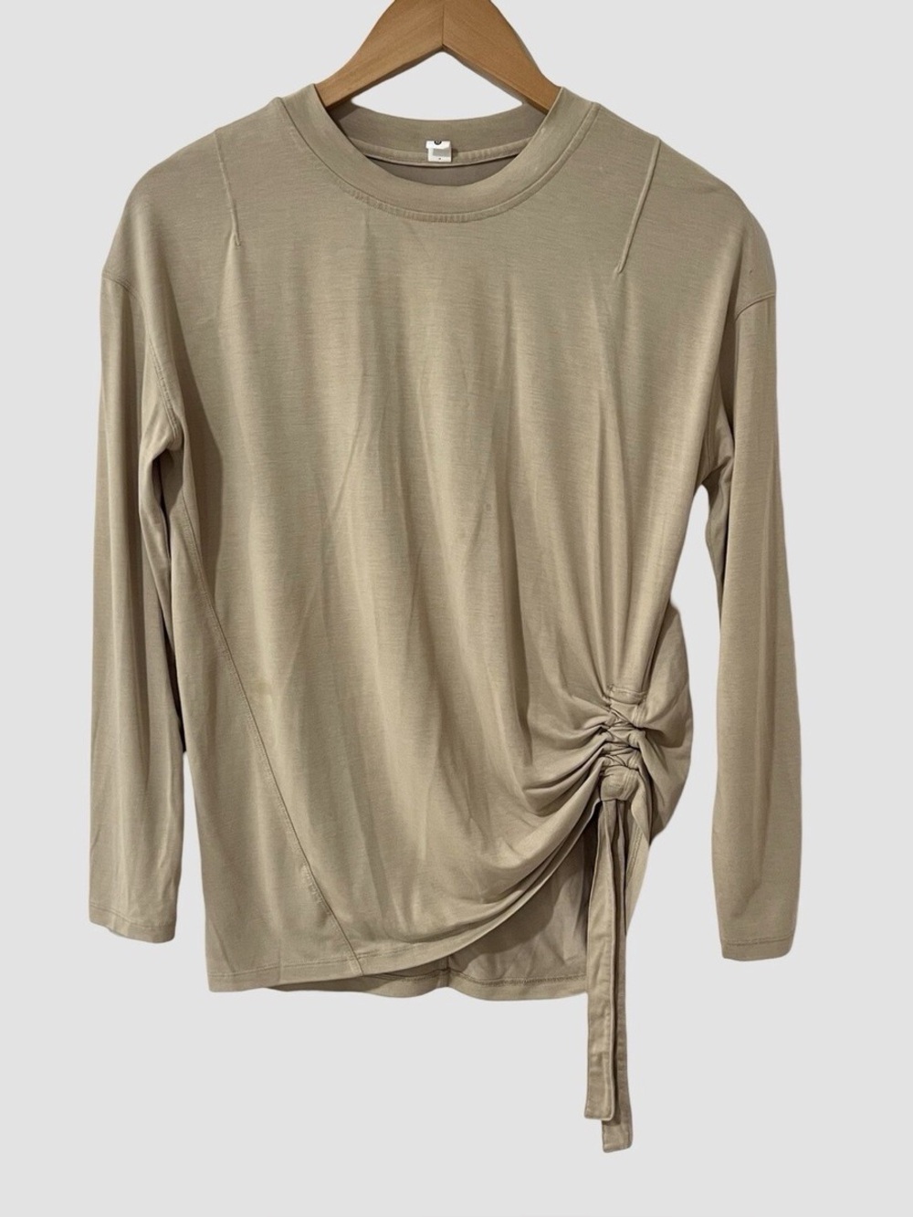 Lululemon Side Cinch Long Sleeve Crew Top in Tan Sz 4